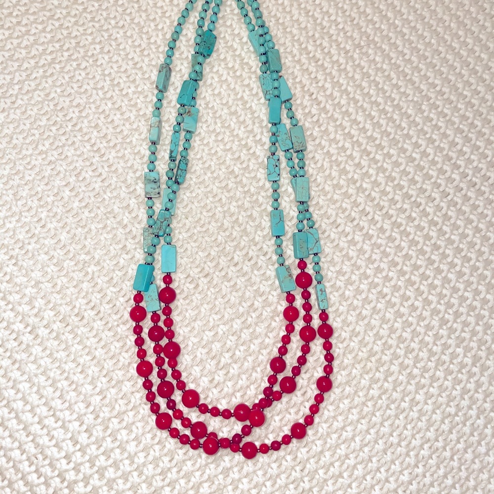 Red and blue Turquoise necklace